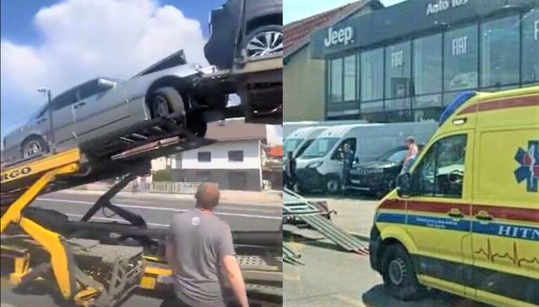 Mercedesom se u Sesvetama zaletio na kamion i udario u auto na vrhu kamiona, ispred Autosalona Toš